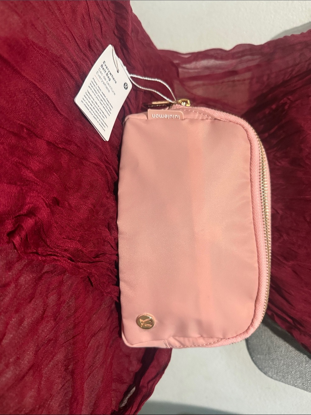 lululemon athletica Blush Pink Nylon Cosmetic Pouch with Gold Accents